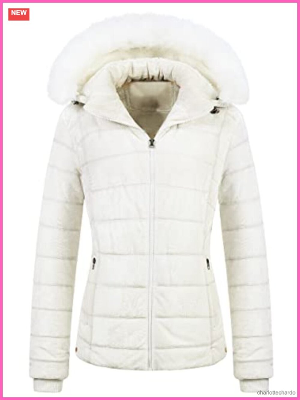 Women's Short Puffer Coat Faux Fur Lined Removable Hood Winter Jacket